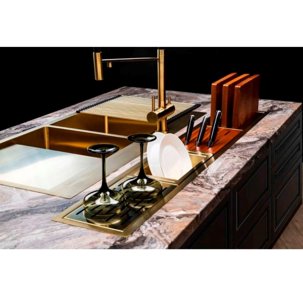 Мойка кухонная Omoikiri Akisame 100 левая Золото светлое 4973089 — изображение 3