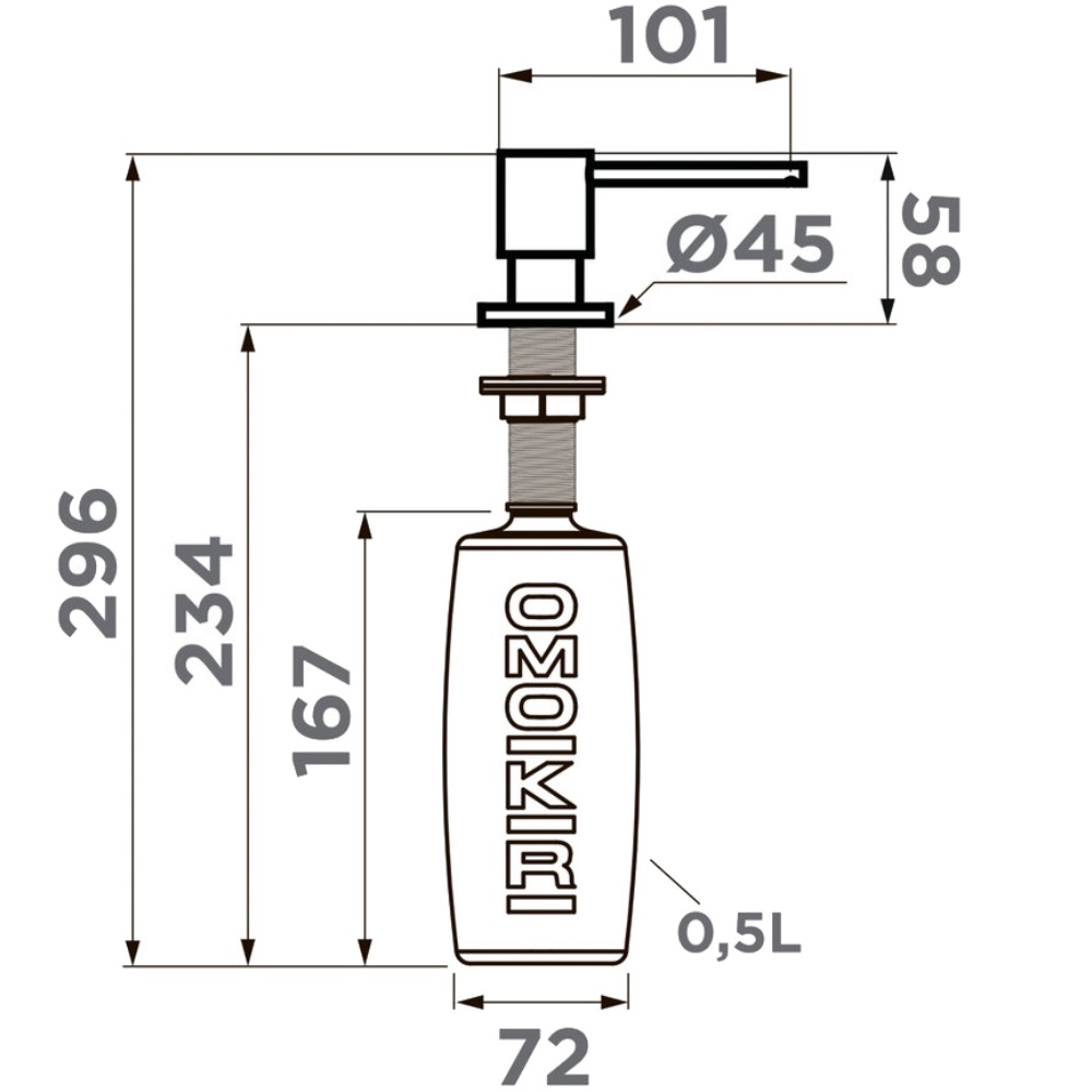 Дозатор встраиваемый Omoikiri OM-03 Графит 4995044 — изображение 3